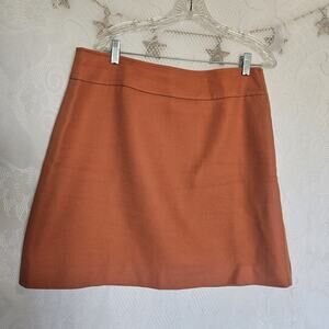Ann Taylor Size 12 Lined Burnt Orange Aline Textured Mini Skirt Side Zip Boho